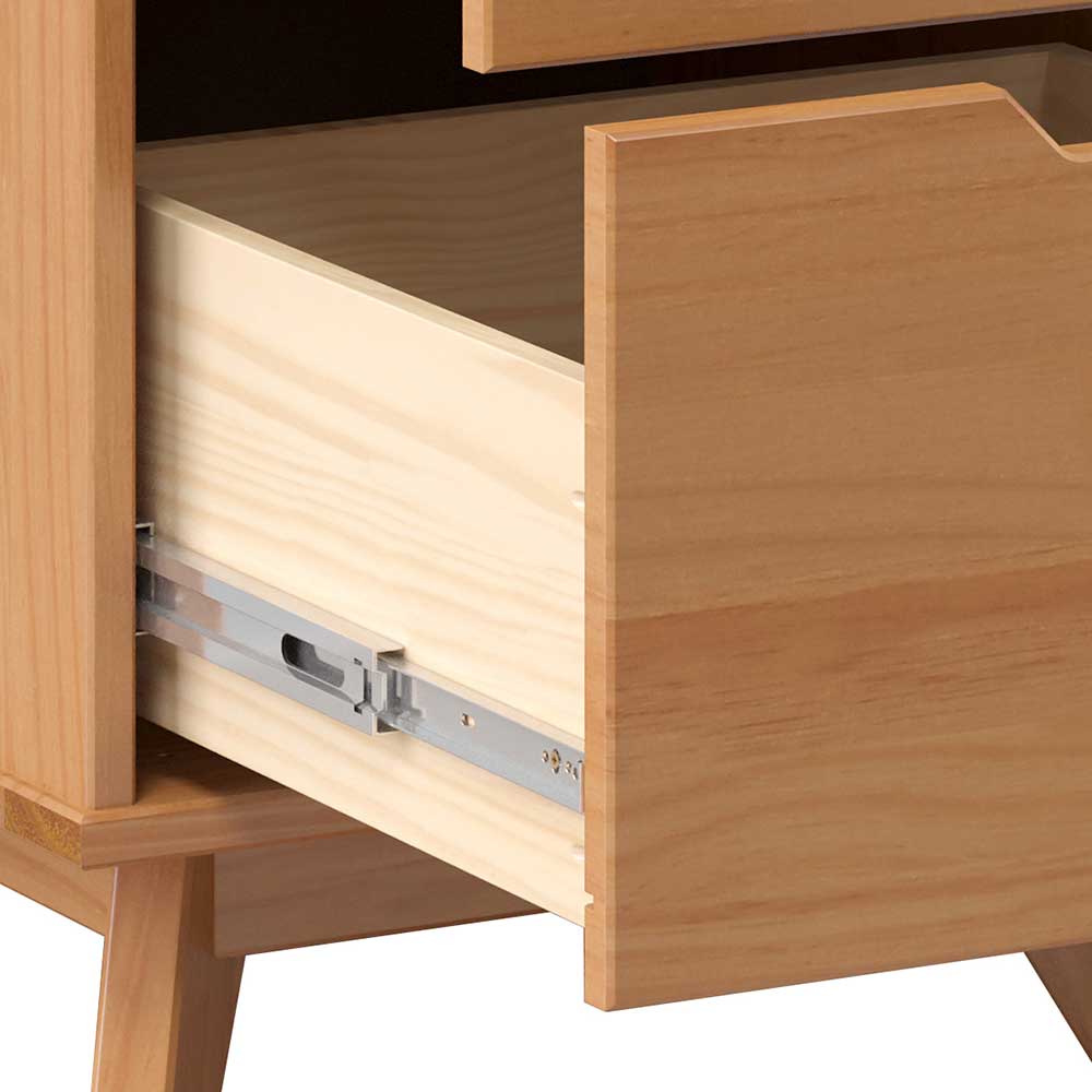 Massivholzkommode Ribera mit vier Schubladen im Skandi Design