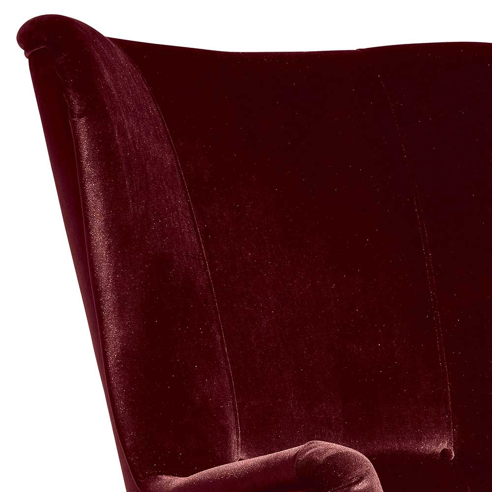 Vintage Look Kaminsessel Tadaco in Ziegel Rot aus Samtvelours