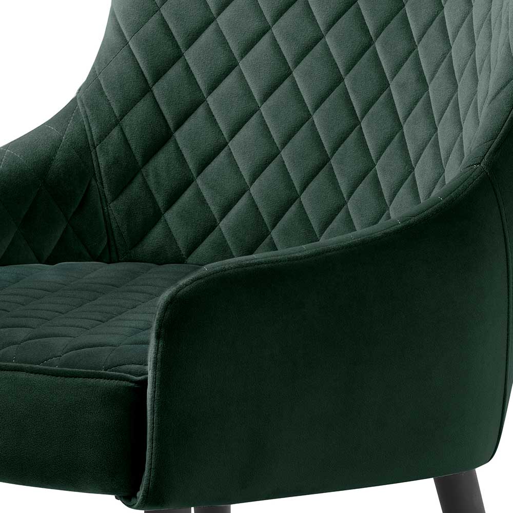 Vintage Esszimmer Sessel Alkatar in Grün Samt mit Armlehnen