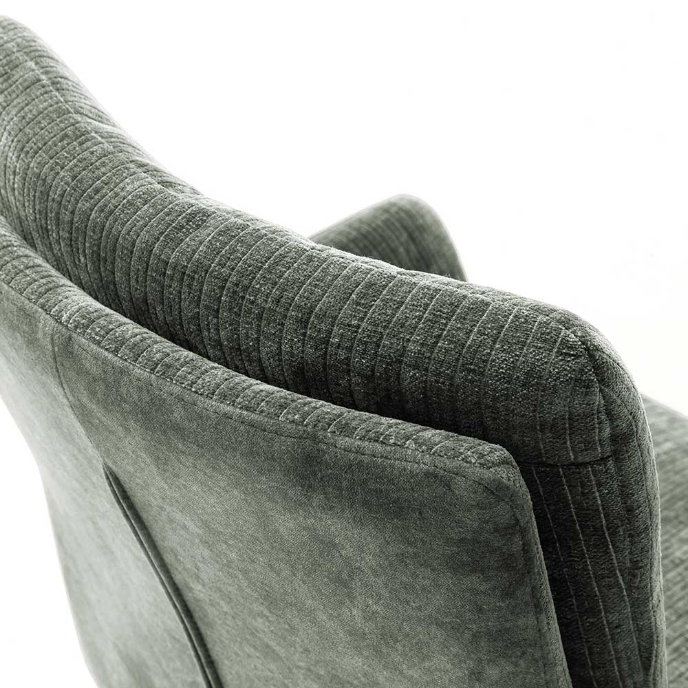 Esstisch Stühle Irian in Graugrün mit Metallgestell in Schwarz (2er Set)