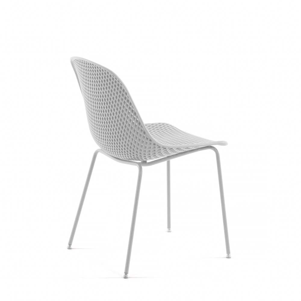 Weiße Stühle Calician im Skandi Design mit Metallgestell (4er Set)
