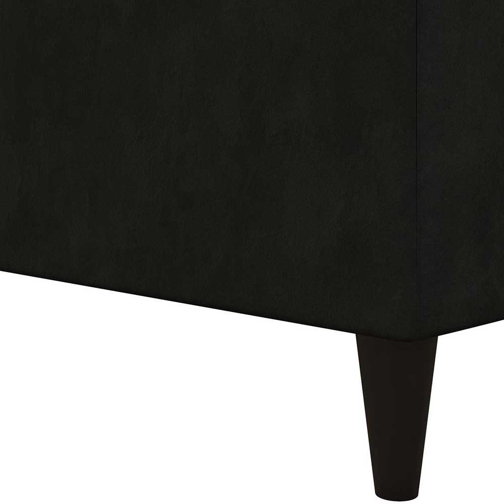Schwarze Wohnzimmercouch Zither aus Samt mit Fußgestell aus Holz