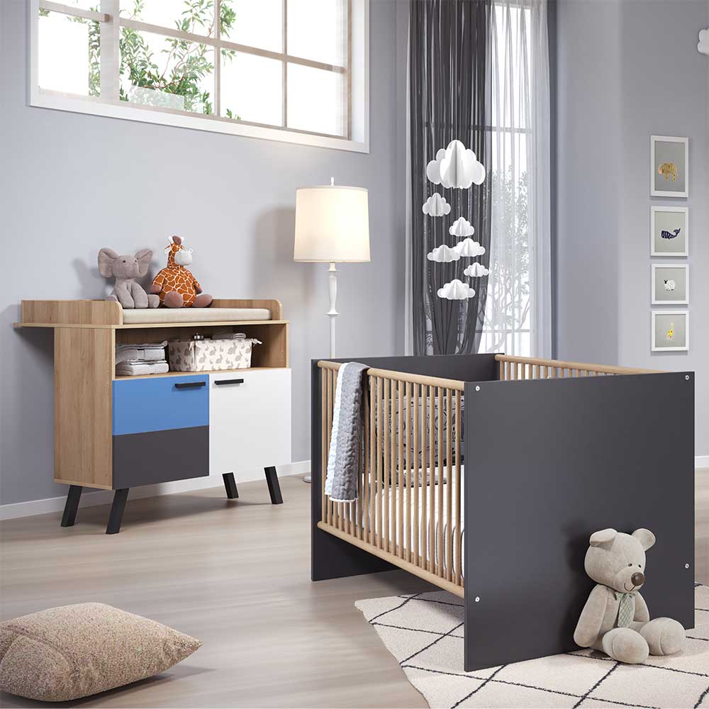 Babymöbel Set 2-teilig Dymons mehrfarbig Liegefläche 70x140 (zweiteilig)