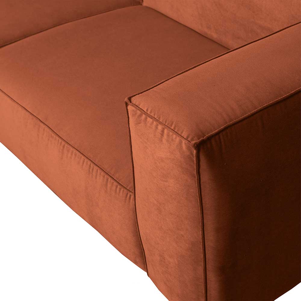 Apricot Samt Couch Brasatura 240 cm breit in modernem Design