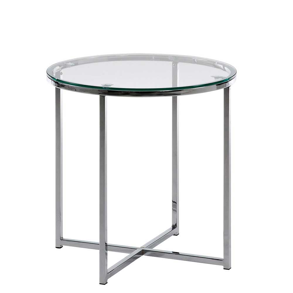 Beistelltisch Christna aus Glas und Metall runde Tischform