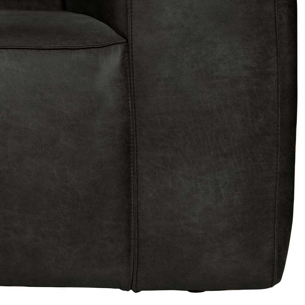 Schwarzer Wohnzimmer Sessel Vamaica aus Recyclingleder mit Armlehnen