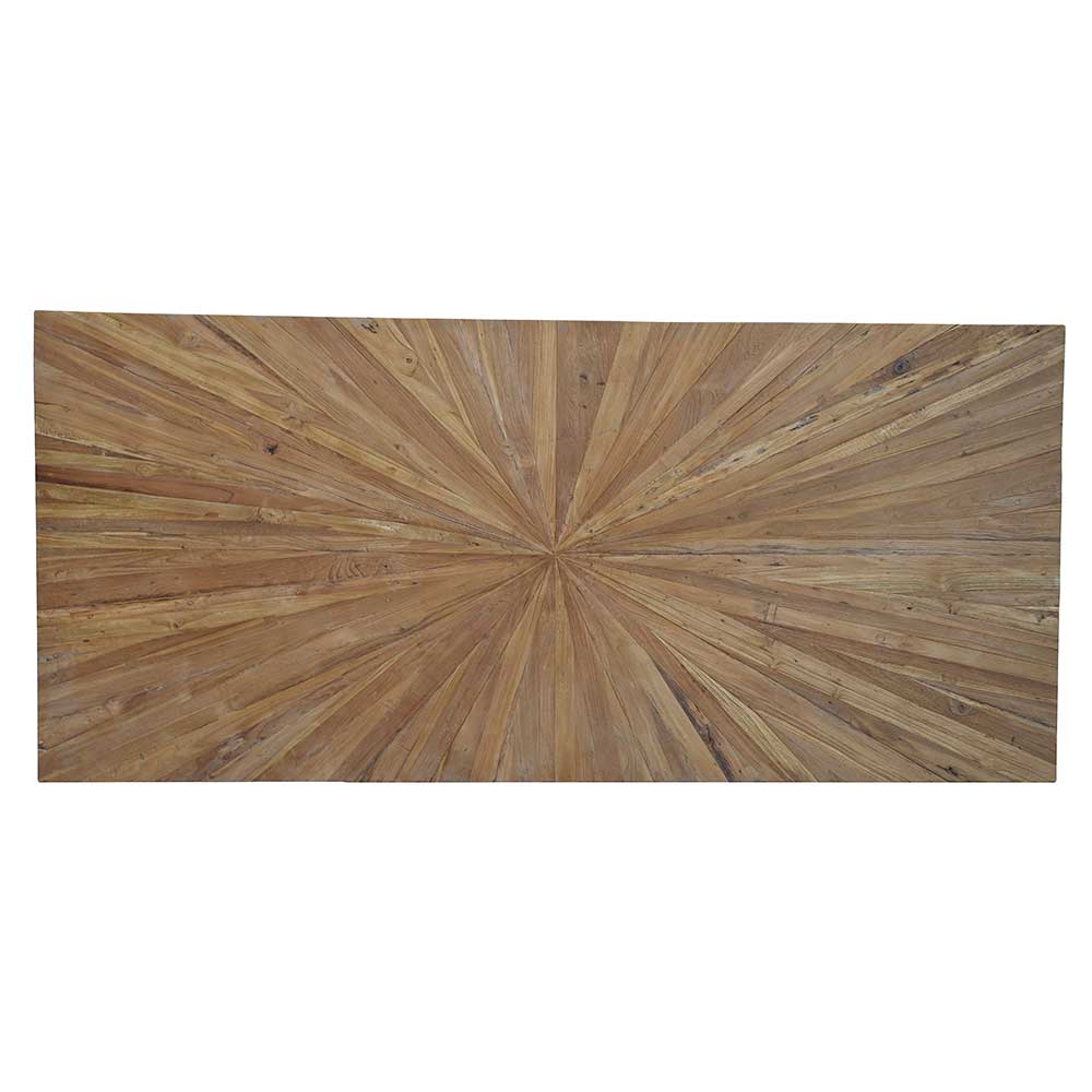 Tisch Massivholz Fionosta Platte mit Einlegearbeit A Fußgestell