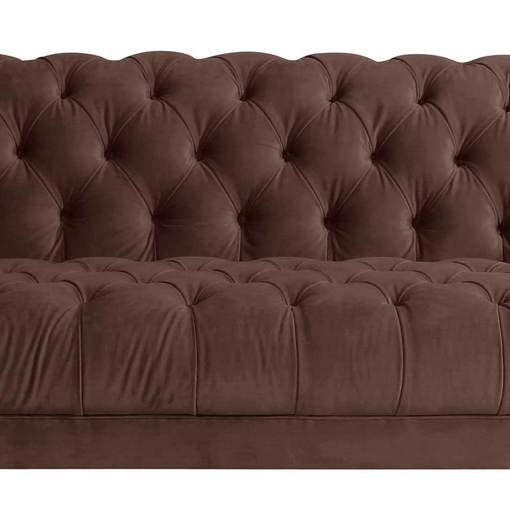 Braune Samtvelour Couch Rennia im Barockstil 253 cm breit