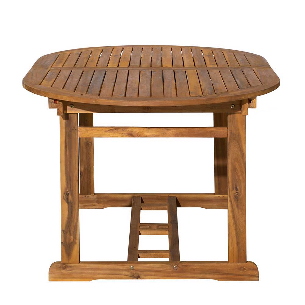 Outdoor Möbel Alveria aus Akazie Massivholz mit Bank und Klappstühlen (vierteilig)