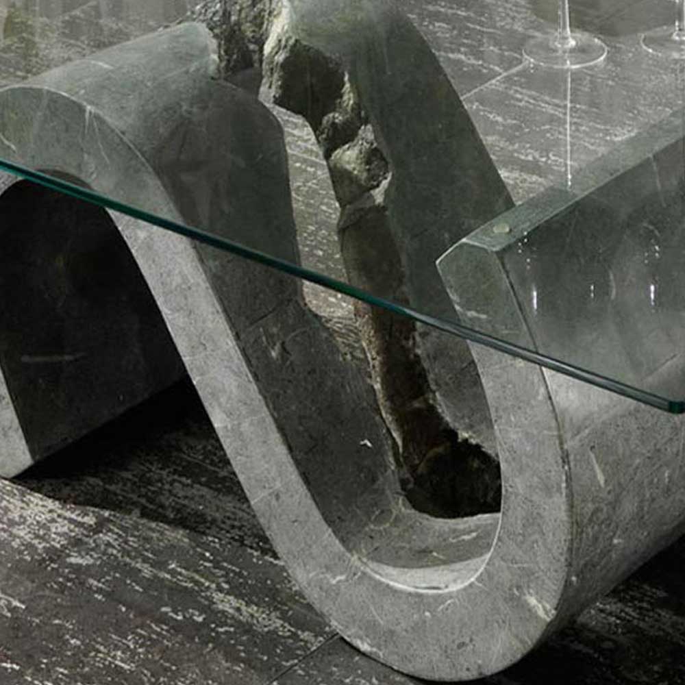 Designer Couchtisch Cinesio S-Form aus Stein
