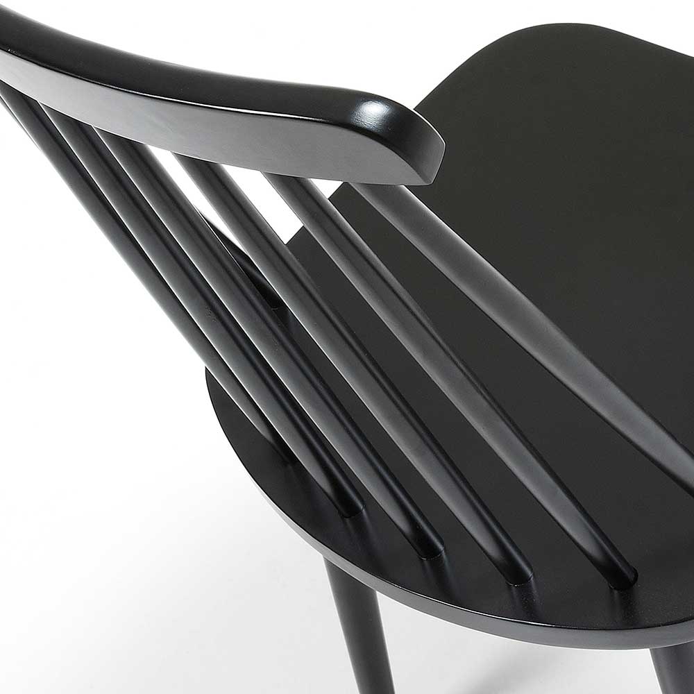 Schwarze Küchenstühle Zaisan im Skandi Design mit verstrebter Rückenlehne (2er Set)