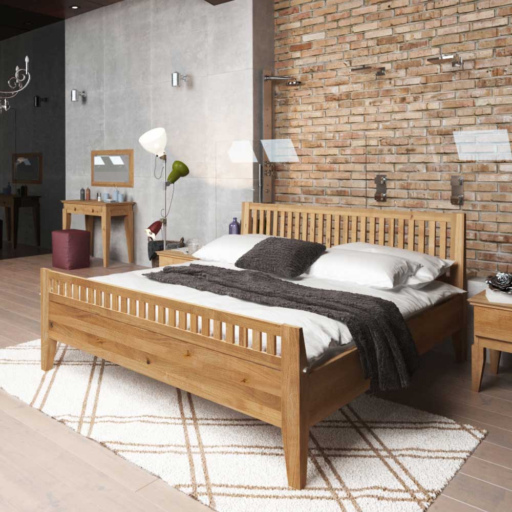 Schlafzimmer Bett Tyvoria aus Wildeiche Massivholz geölt