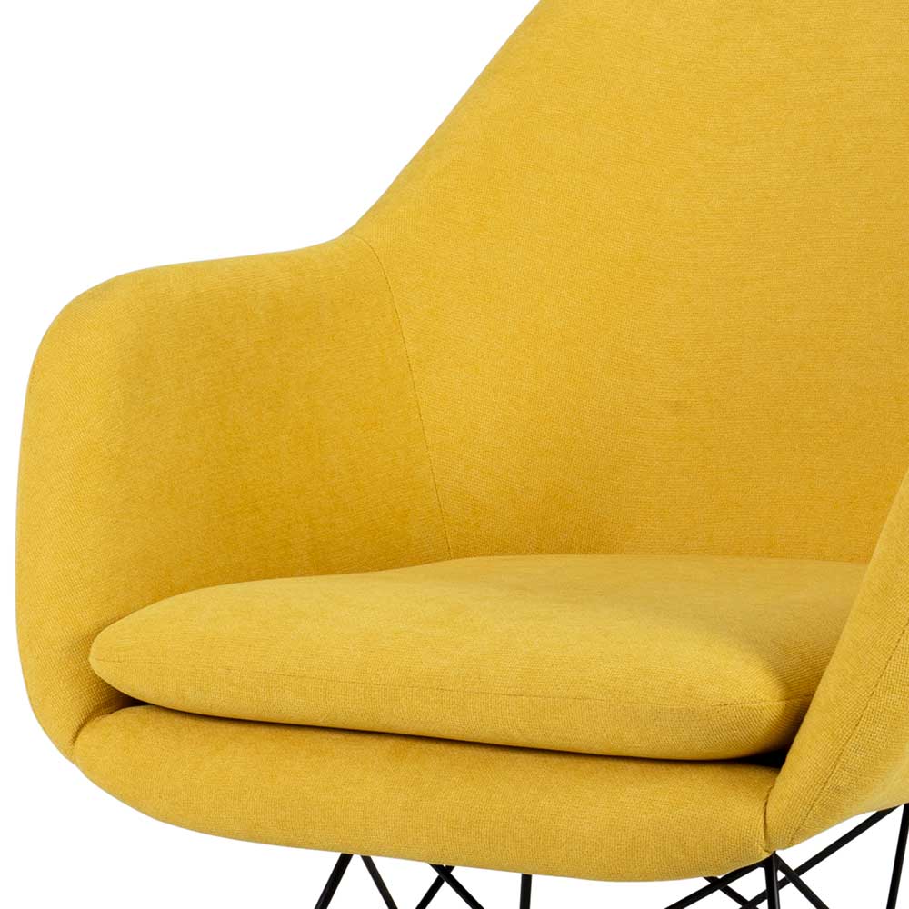 Schaukelsessel Kiss in Gelb Webstoff im Skandi Design