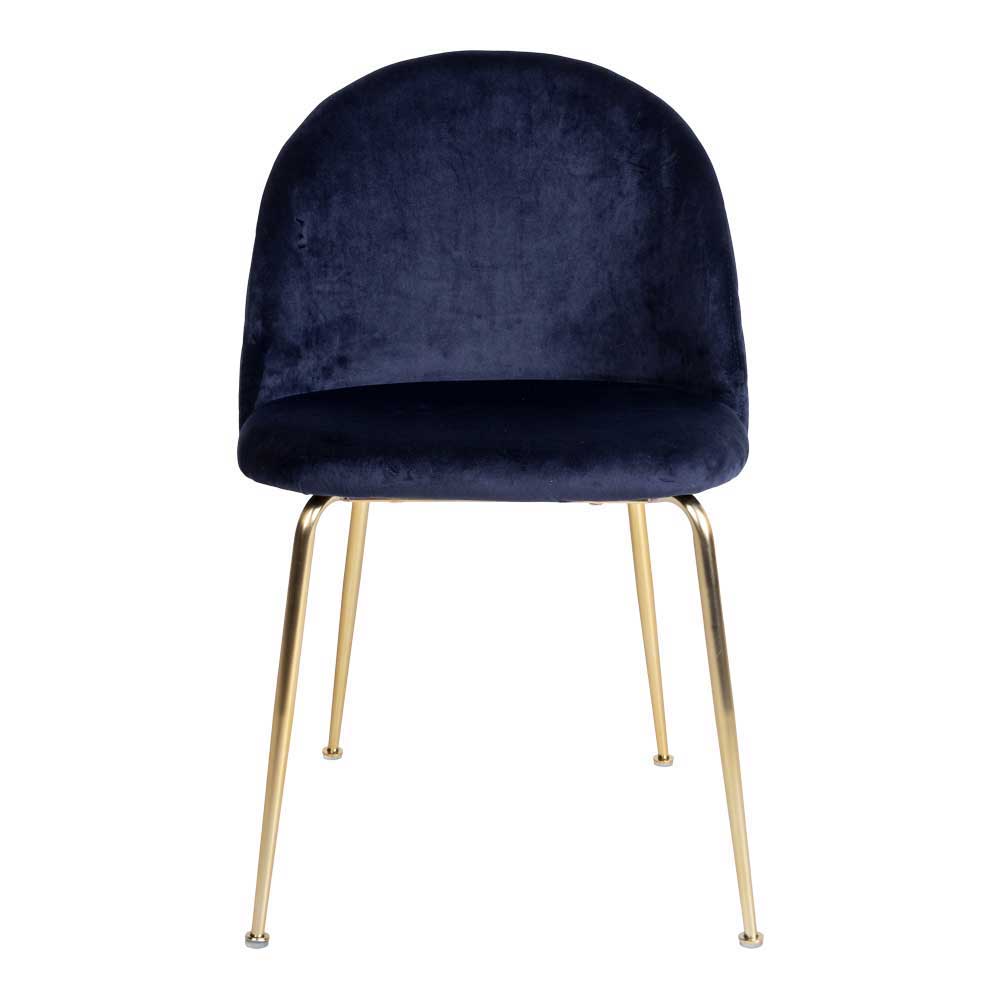 Kleine Sitzgruppe Vensation Stühle Blau Samt Gestelle Goldfarben (fünfteilig)