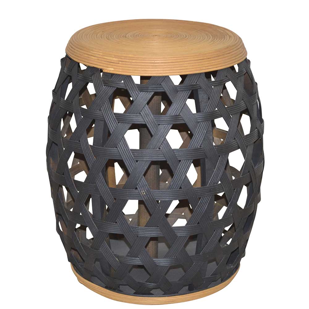 Holz Beistelltisch Roseanna in Schwarz und Naturfarben aus Bambus und Tannenholz