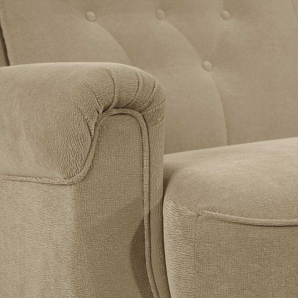Funktions Sofa Twinn in Beige Flockstoff im klassischen Stil