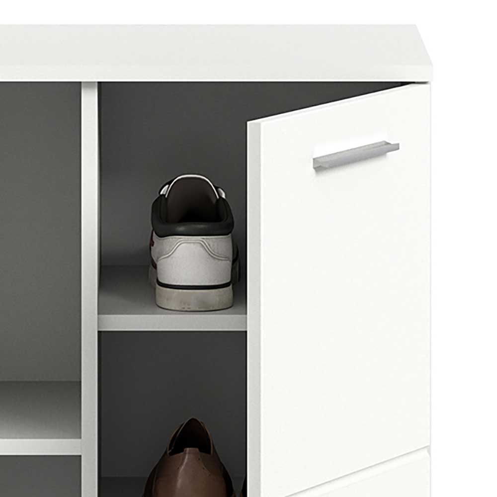 Weiße Schuhkommode Ampiano in modernem Design mit Hochglanz Tür