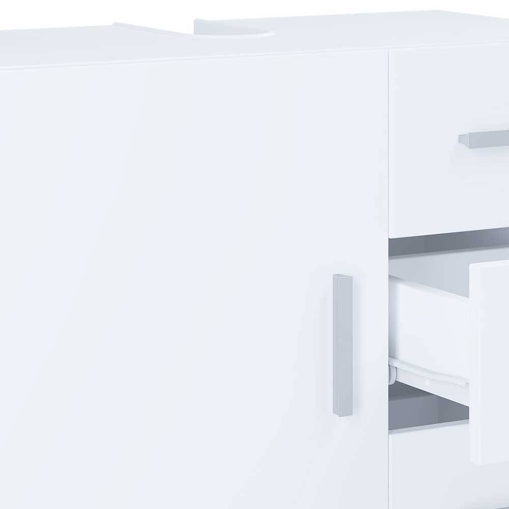 Waschbeckenunterschrank weiß Vimalta mit drei Schubladen und Drehtür
