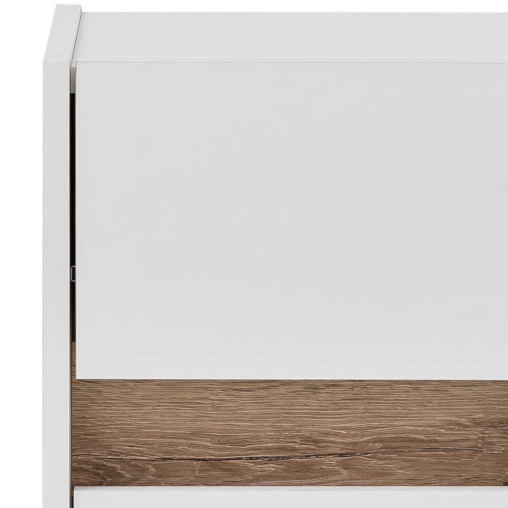 Badezimmerunterschrank Rancus in Weiß und Wildeiche Optik 85 cm hoch