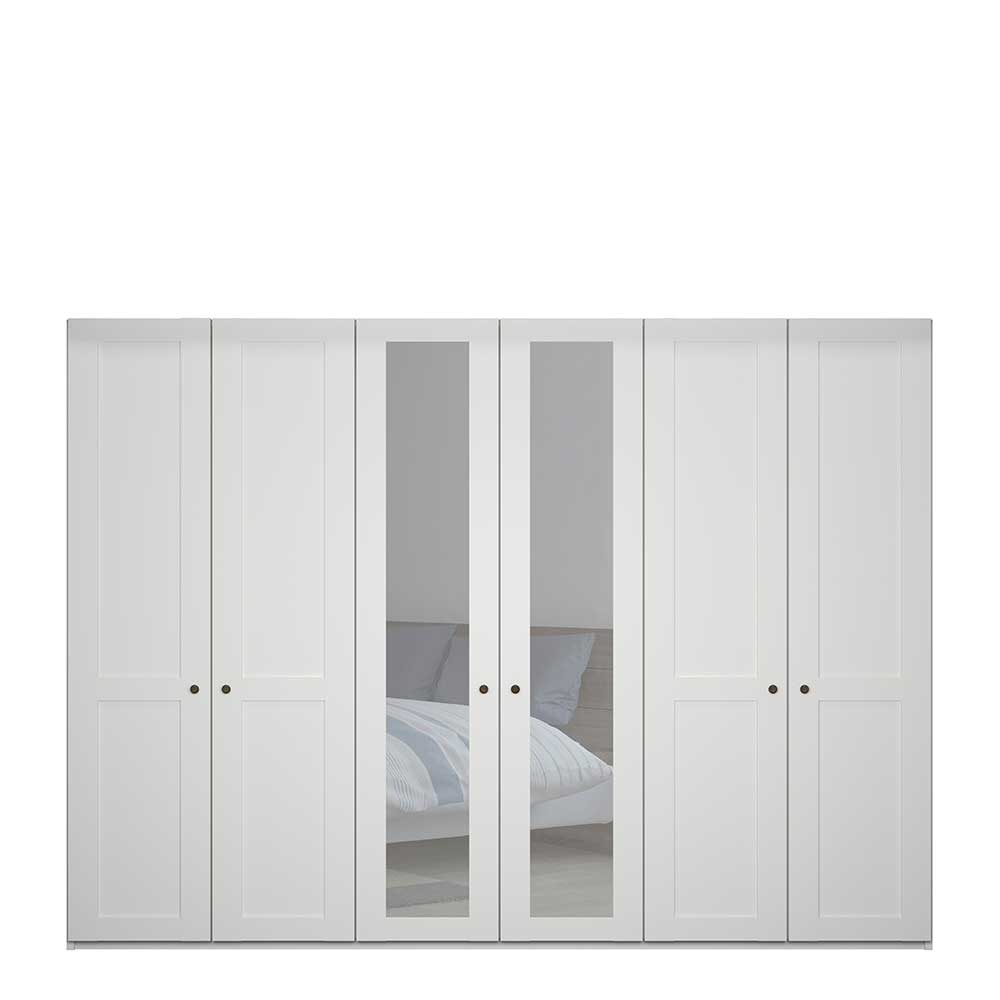 XL Landhaus Kleiderschrank Tudana in Weiß mit Spiegeltüren