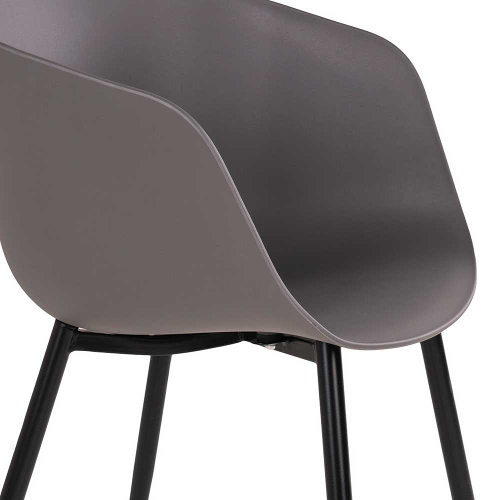 Outdoor Stühle Doreen in Grau und Schwarz aus Kunststoff (2er Set)