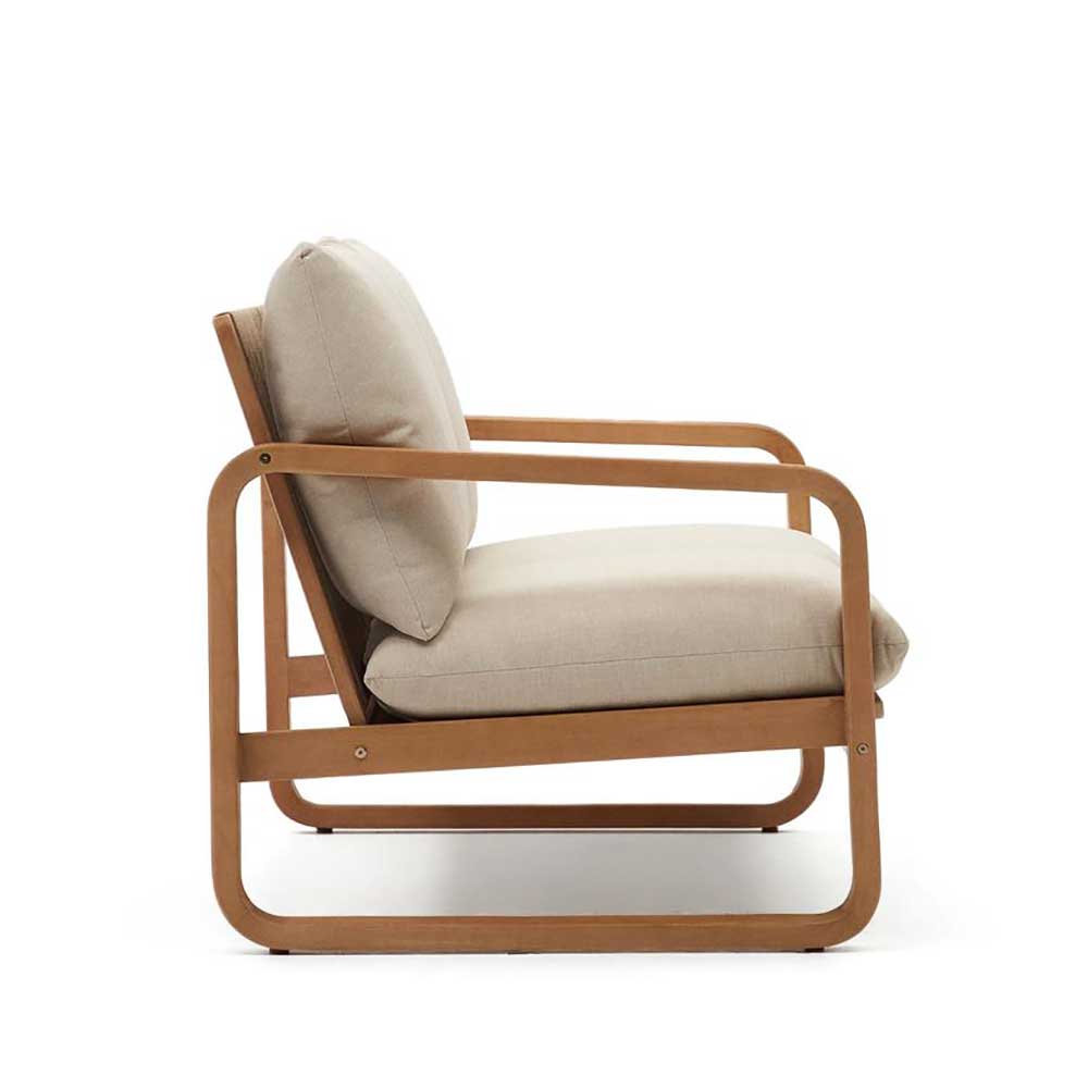 Lounge Sofa Zweisitzer Umingo aus Eukalyptusholz & Stoff mit Bügelgestell