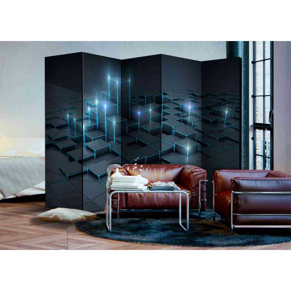 Design Paravent Office mit geometrischen Formen im Licht 225 cm breit