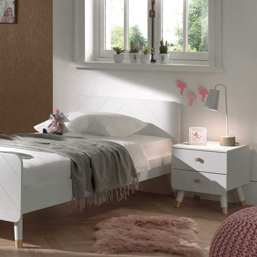 Mädchenzimmer Möbel Canjan in Weiß und Goldfarben (dreiteilig)