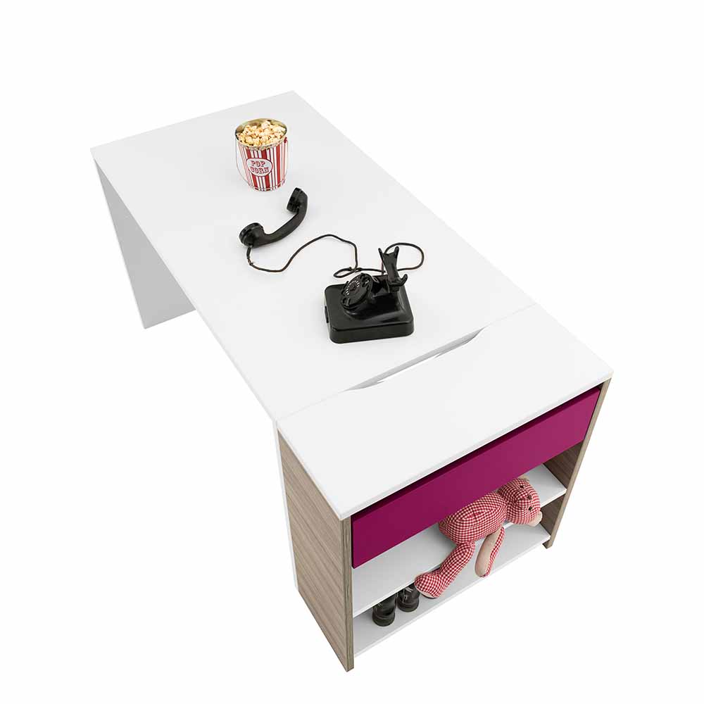 Hausaufgabentisch Vadrus in Weiß Pink