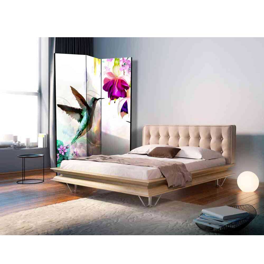 Sichtschutz Paravent Lovanna mit Kolibri Motiv und Blüten modern
