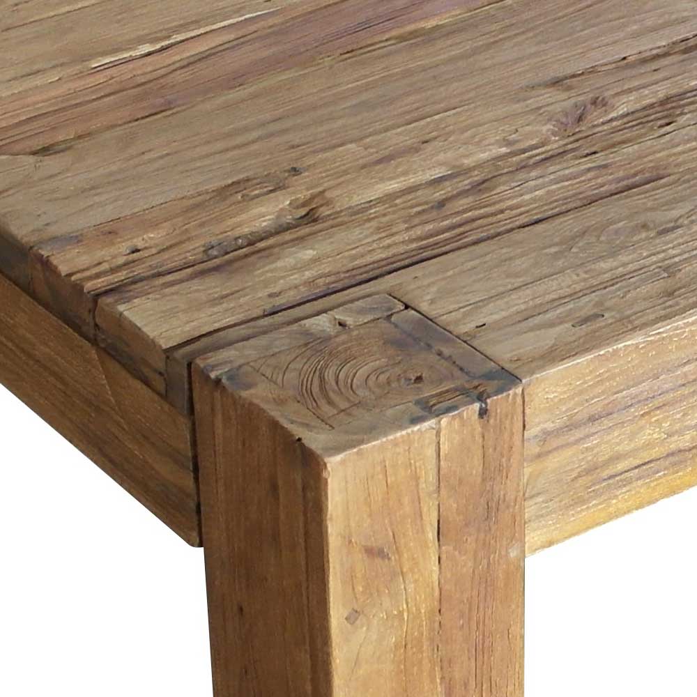 Rustikaler Holztisch Dariola aus Teak Recyclingholz gebürstet