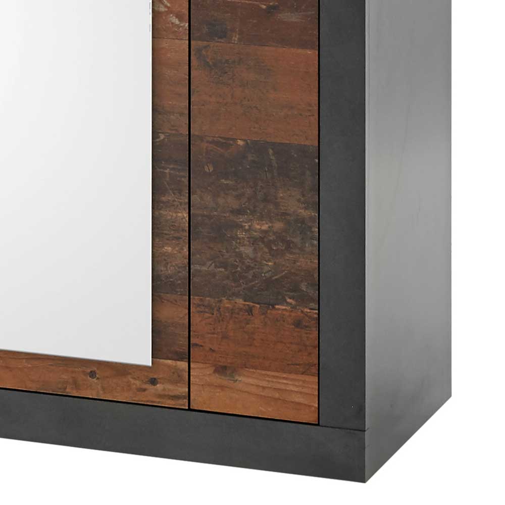 Garderobenschrank Frondito in Dunkelgrau und Altholz Optik 60 cm breit