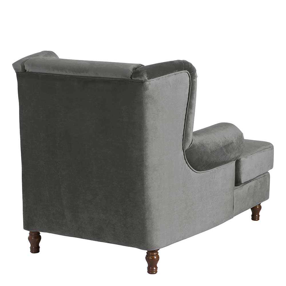 Grauer XL Sessel Palal aus Samtvelours mit zwei Kissen