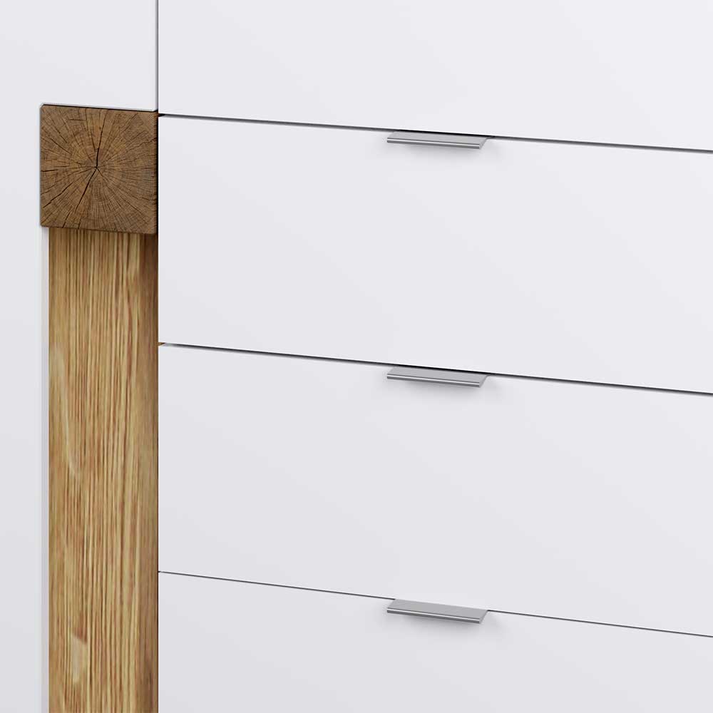 Sideboard Onanos in Weiß mit Asteiche furniert 95 cm hoch