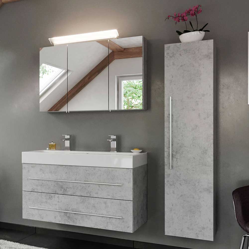 hängendes badezimmer möbel set vlidessa in beton grau modern (fünfteilig)