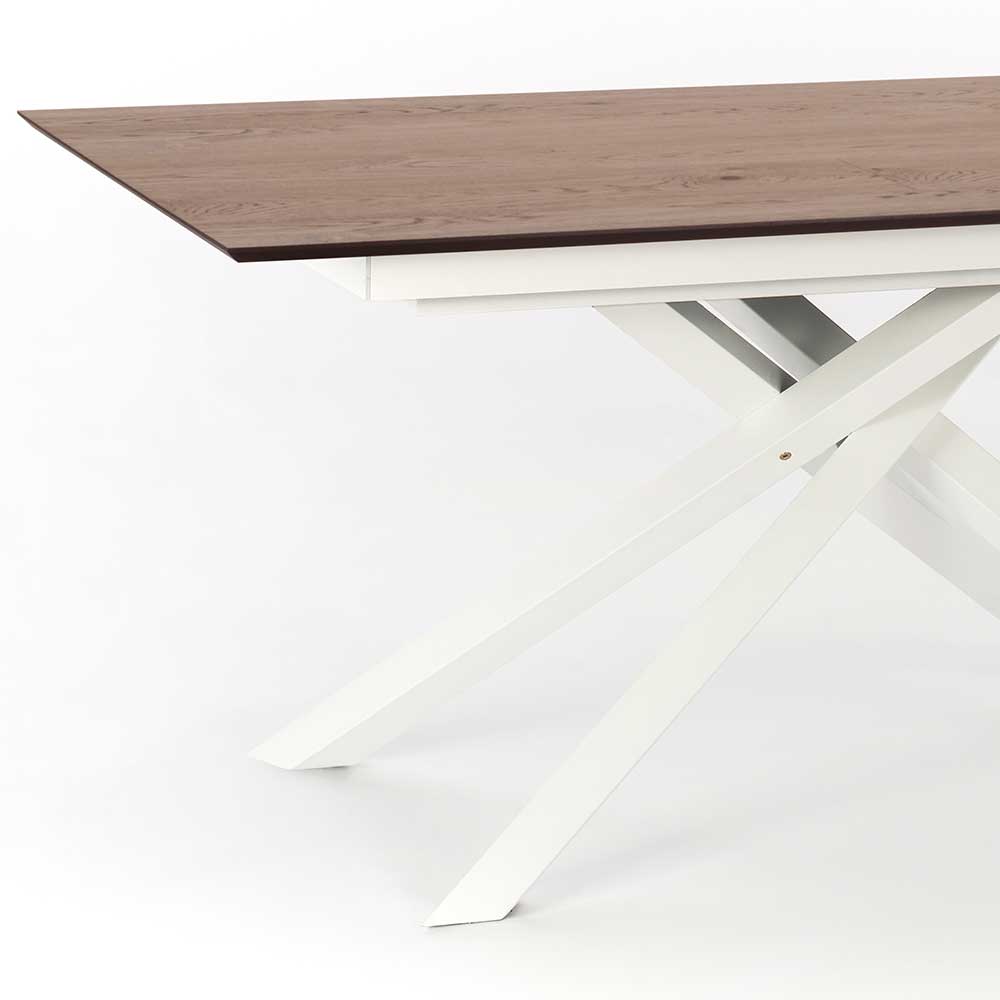 Design Esszimmer Tisch Useda in Weiß und Eiche Optik ausziehbar