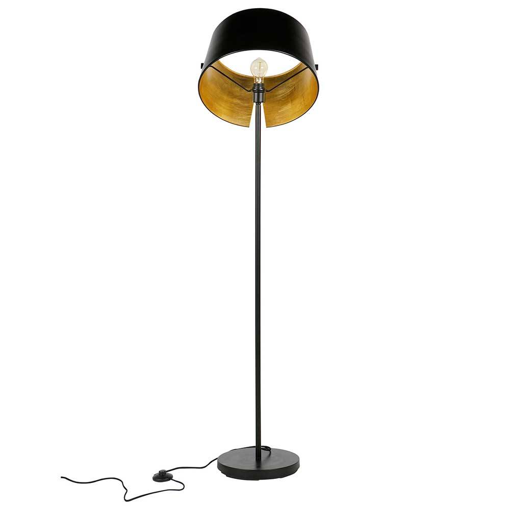 Design Stehlampe Finca in Schwarz und Messingfarben aus Stahl | Standleuchten