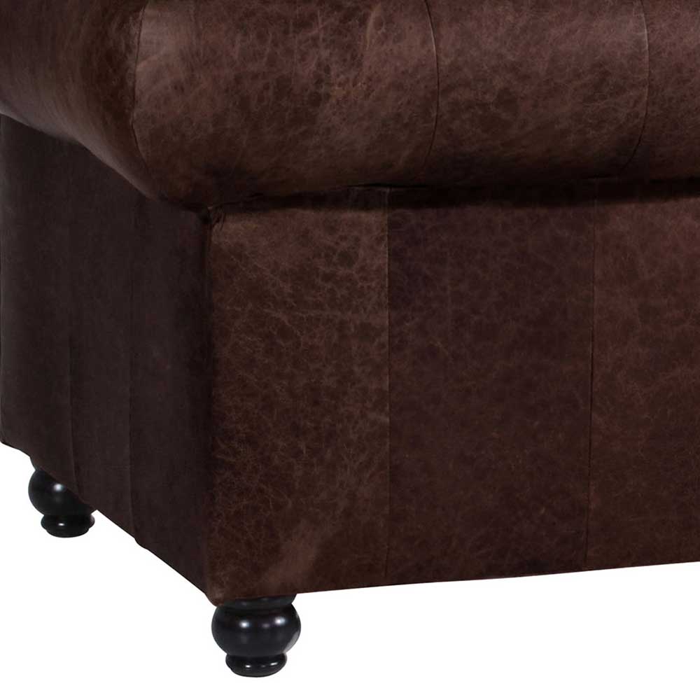 Braune Dreisitzer Couch Ziamura im Chesterfield Look 216 cm breit