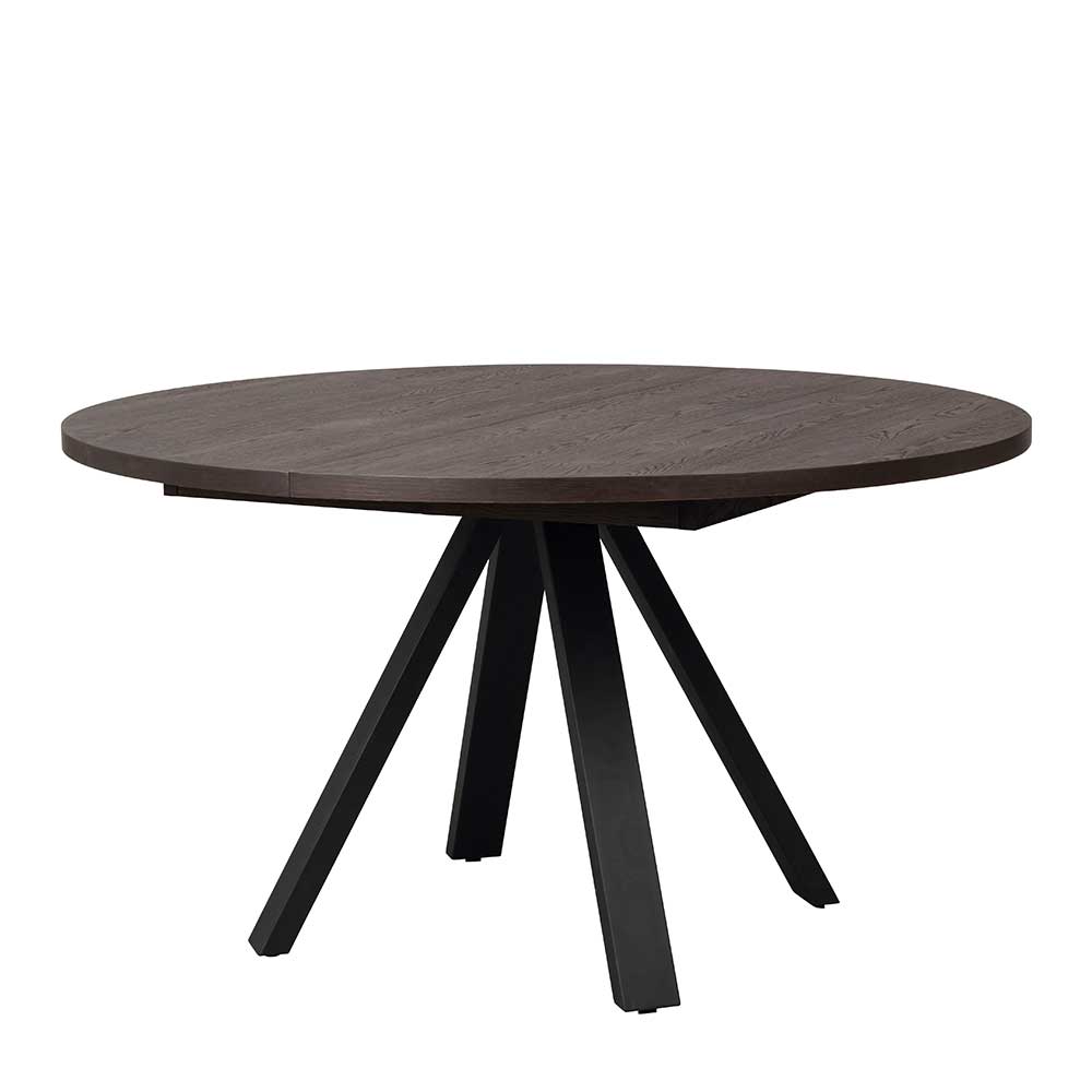 Esszimmer Tisch Lamezianos in Dunkelbraun mit schwarzem Metallgestell