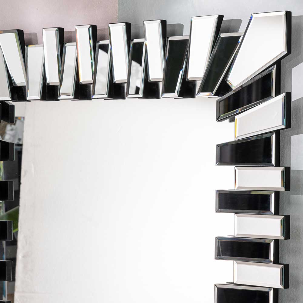 Design Spiegel Fansas in Silberfarben mit Facettenschliff Rahmen