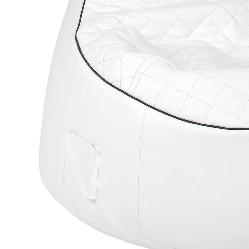 Sitzsack Sessel Labound in Weiß Kunstleder mit Hocker