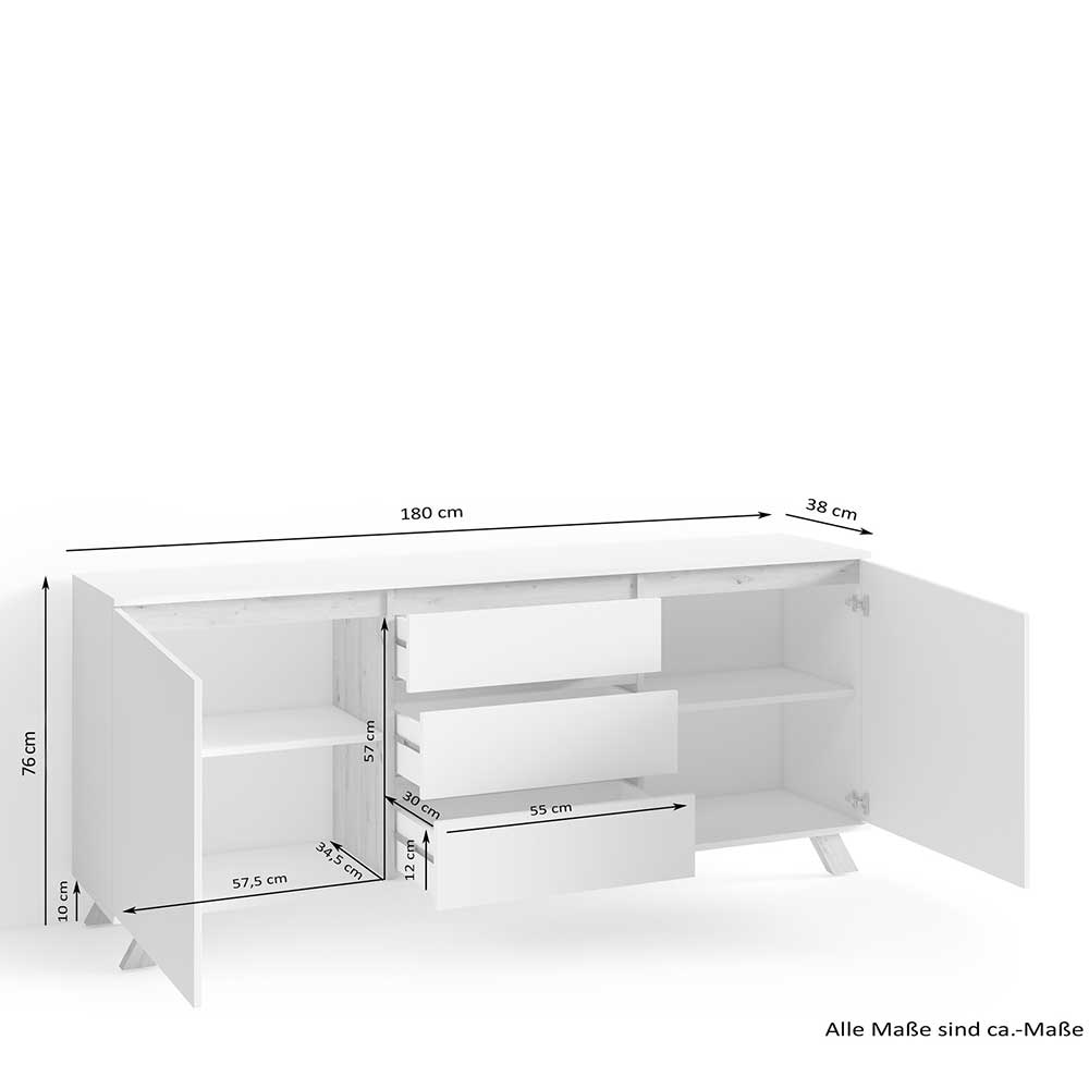 Skandi Design Sideboard Catrilla in Anthrazit 180 cm breit