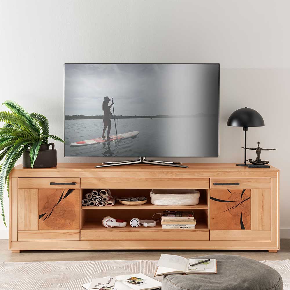 TV Lowboard Olmedo aus Kernbuche Massivholz 200 cm breit