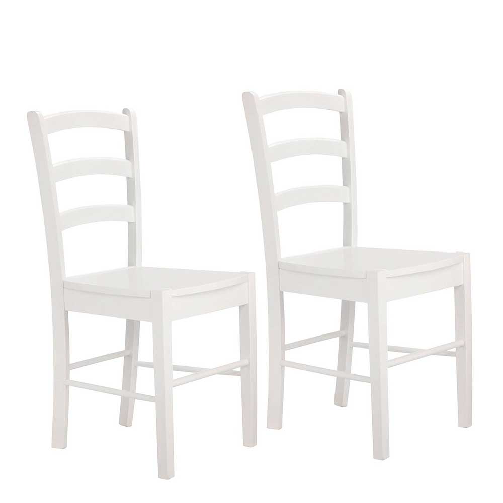 Weiße Esstisch Stühle Jairos mit Massivholzgestell aus Kiefer (2er Set)