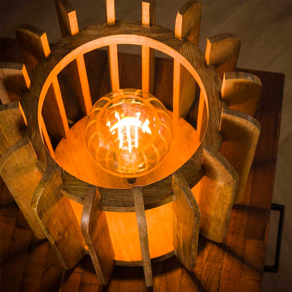 Holz Tischlampe Petit in modernem Design 35 cm hoch