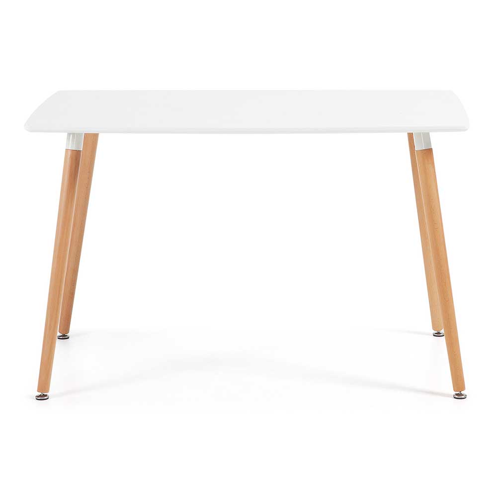 Skandi Design Esszimmer Tisch Funky in Weiß und Buchefarben 120 cm breit