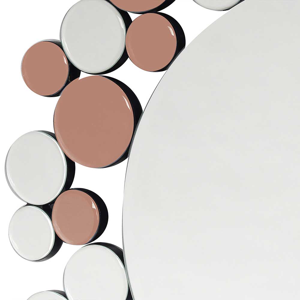 Trendiger Spiegel Clemente in Silberfarben und Rosagold rund