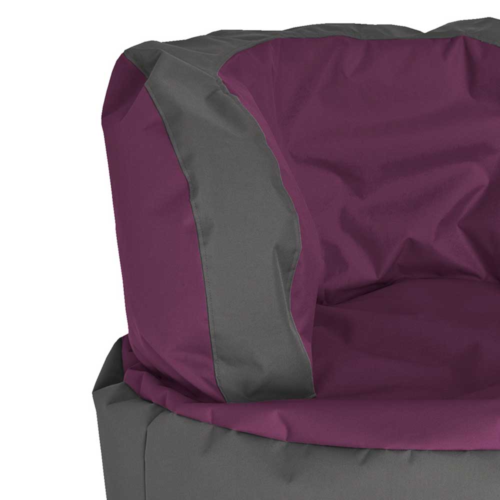 Sessel Sitzsack Kofi in Violett Grau mit Fußhocker