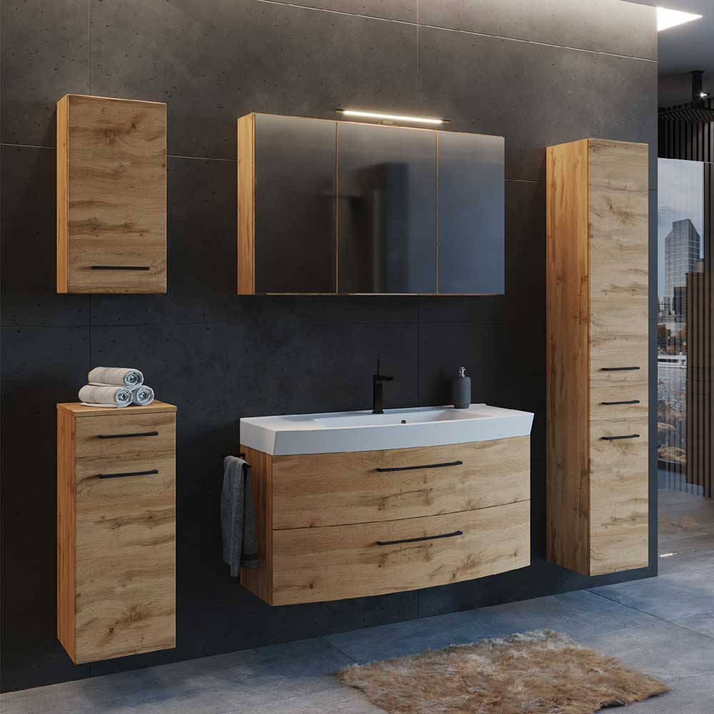 Badezimmermöbel Longos im Landhausstil mit Waschbecken (fünfteilig)