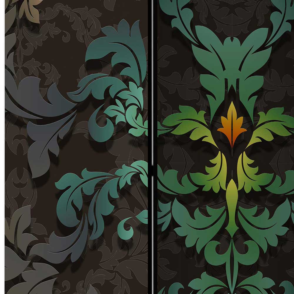 Wandschirm Nadals in Schwarz Bunt mit floralem Muster